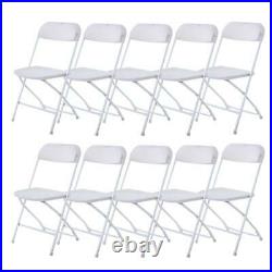 Commercial Lot 10 Plastic Folding Chairs Stackable Wedding Party Event White US