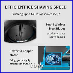 Commercial Snow Cone Machine Electric Ice Shaver Ice Crusher Dual Blades 660lb/h