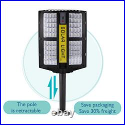Commercial Solar Street Light 1500W Dusk-to-Dawn IP67 Area Road Lamp+Pole+Remote