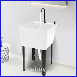 Commercial Utility Sink Laundry Tub Freestanding with Drain and Faucet for Garage