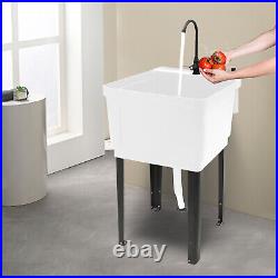 Commercial Utility Sink Laundry Tub Freestanding with Drain and Faucet for Garage