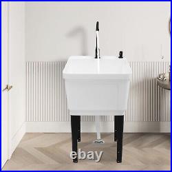 Commercial Utility Sink Laundry Tub Freestanding with Drain and Faucet for Garage