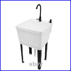 Commercial Utility Sink Laundry Tub Freestanding with Drain and Faucet for Garage