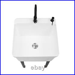 Commercial Utility Sink Laundry Tub Freestanding with Drain and Faucet for Garage