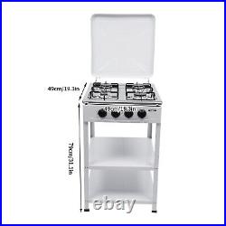 Commercial White Restaurant Kitchen Steel Stand Burners Cooking Gas Stove Set