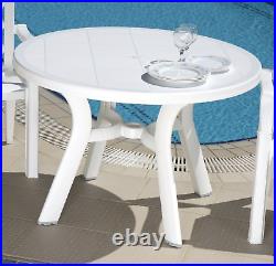 Compamia Truva 42 Round Resin Patio Dining Table in White, Commercial Grade
