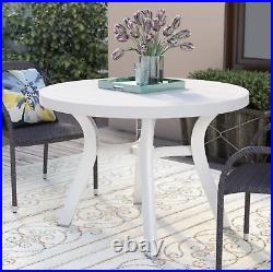 Compamia Truva 42 Round Resin Patio Dining Table in White, Commercial Grade
