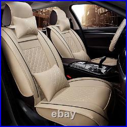 Deluxe PU Leather Car Seat Cover Cushion 5-Seats Front + Rear with Pillows Size M