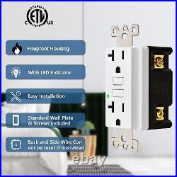 GFCI Outlet 20A Amp Wall Duplex Receptacle Plug Non-TR with Plate for Indoor ×20
