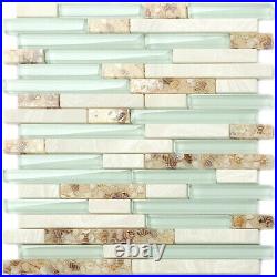Glass Tile 10 Sheets Elegant Backsplash Accent Wall Decor for Beach House Condo