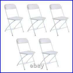 High Quality 5 Commercial White Plastic Folding Chairs Stackable Wedding Party