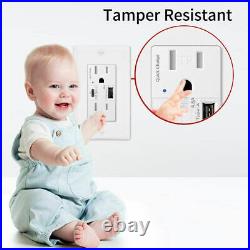 High Speed 4.8A USB C Outlet Duplex Receptacle PD 24W Tamper-Resistant UL 10Pack