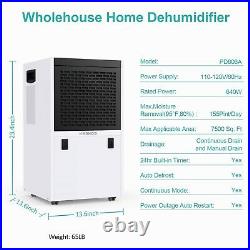 Industrial Commercial Dehumidifier 155 Pints Drain Hose Basements 7500 Sq. Ft