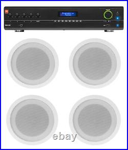 JBL Commercial 70v Amp+(4) White 5 Ceiling Speakers For Restaurant/Bar/Cafe