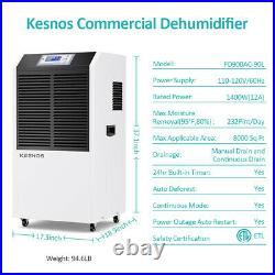 Kesnos 234 Pint Commercial Dehumidifier 8000 Sq. Ft for Basements Large Place