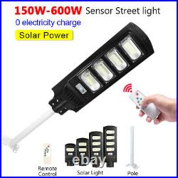 LED Solar Streets Light Lamps IP65 Pole Remote Control Garden Outdoor Commercial