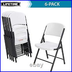 LIFETIME Commercial Grade Folding Chairs, 6 Pack, Plastic, White Granite