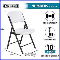 LIFETIME Commercial Grade Folding Chairs, 6 Pack, Plastic, White Granite