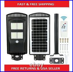 NEW Commercial 99900000LM Solar Street Light IP67 Dusk to Dawn Road Lamp+Pole