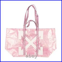 NEW OFF-WHITE C/O VIRGIL ABLOH Pink PVC Commercial Logo Tote Bag Size OS $330