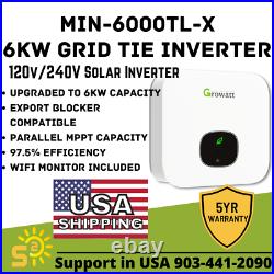 NEW UL LISTED 6kW MIN-6000-TL-X Grid-Tie Inverter Growatt 120/240 FREE SHIP