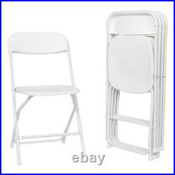 New Commercial White Plastic Folding Chairs Stackable Picnic Party (Set of 10)