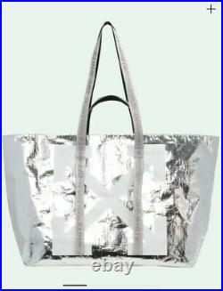 Off-white C/o Virgil Arrows Metallic Silver Commercial Tote Bag Size Large