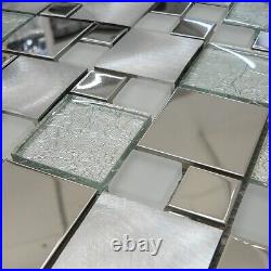 Onyx White Stainless Steel With Glass Mosaic Tiles Sheet For Walls And Floors