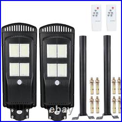 Outdoor Commercial LED Solar Street Light Dusk To Dawn Road Lamp+Pole+Remote