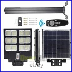 Outdoor Commercial Solar Street Light Motion Sensor Dusk-to-Dawn Road Lamp+Pole