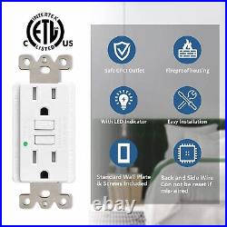 Outlet Receptacle GFCI 15 Amp LED Indicator Duplex Plugs with Cover White 12Pack