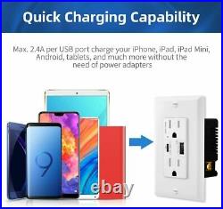 Quick Charge 4.8A USB Outlet Type C Supports PD & QC 3.0 TR Receptacle UL 10Pack
