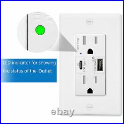 Quick Charge 4.8A USB Outlet Type C Supports PD & QC 3.0 TR Receptacle UL 10Pack