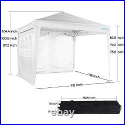Quictent White 10'x10' Commercial EZ Pop Up Canopy Folding Gazebo Party Tent US