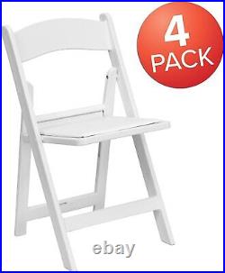 Set of 4 Folding Chair Indoor Outdoor Event Rental Commercial Grade Resin White