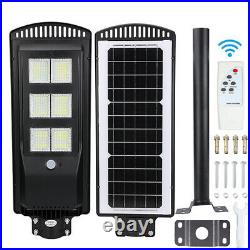 Super Bright Commercial Solar Street Light Dusk to Dawn Road Lamp+Pole+Remote