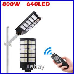 Super Bright Commercial Solar Street Lights Dusk to Dawn Road Lamp+Pole+Remote