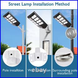 Super Bright Commercial Solar Street Lights Dusk to Dawn Road Lamp+Pole+Remote