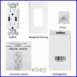 USB Type C Wall Outlet 4.2A Dual High Speed Receptacle Tamper Resistant with Plate
