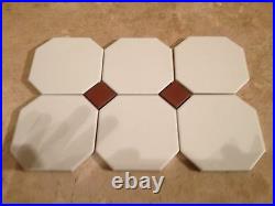 VICTORIAN OLD ENGLISH ORIGINAL STYLE OCTAGON TILES 10x10 cm, BROWN or WHITE