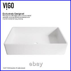Vigo VG04010 White Magnolia 21-5/8 Matte Stone Vessel Bathroom Sink