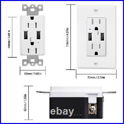 Wall Outlets with USB Ports 3.6A Tamper Resistant Electrical Socket withPlate × 10