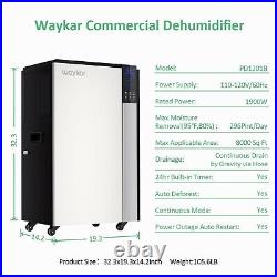 Waykar Commercial Dehumidifier 296 Pint Industrial Dehumidifier for Large Spaces