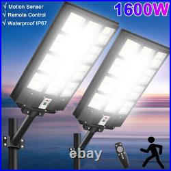 Weathproof 1600W LED Solar Street Light 9000000LM Dust-Dawn Road Lamp Commercial