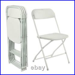 White Set of 10 Commercial Plastic Folding Chairs Stackable Wedding Picnic Party